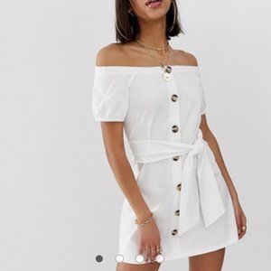 NWT ASOS button bardot/ off shoulder sundress